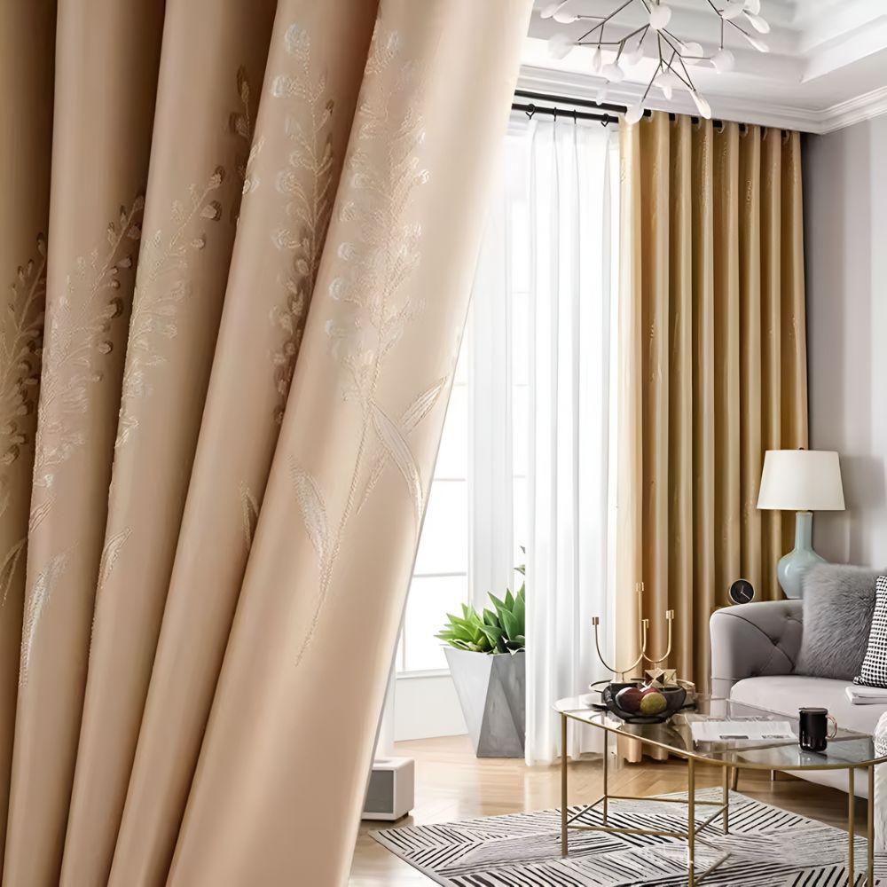 Leaf Pattern Blackout Curtains