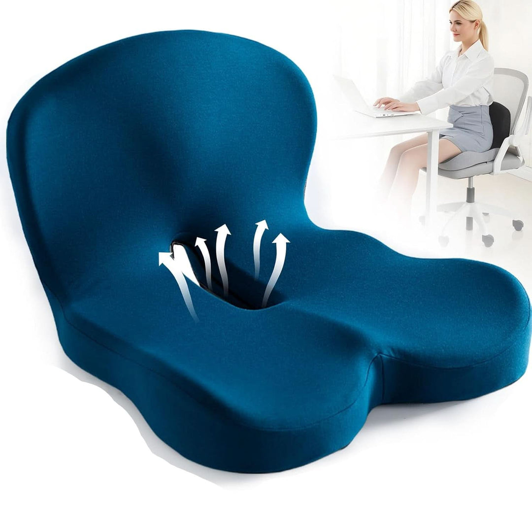 Noxord | ErgoComfort Seat Cushion – Ergonomic Memory Foam Cushion for Back Support and Comfort
