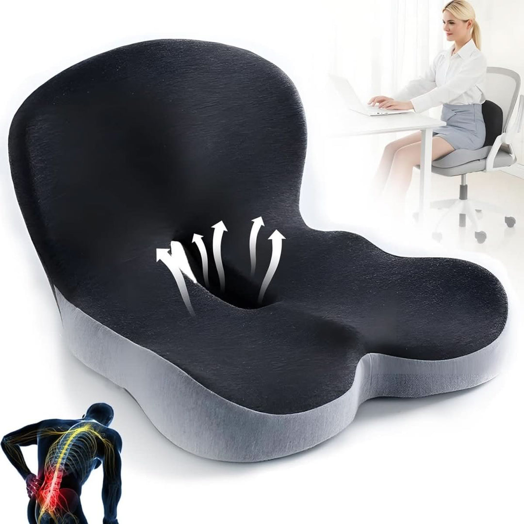 Noxord | ErgoComfort Seat Cushion – Ergonomic Memory Foam Cushion for Back Support and Comfort