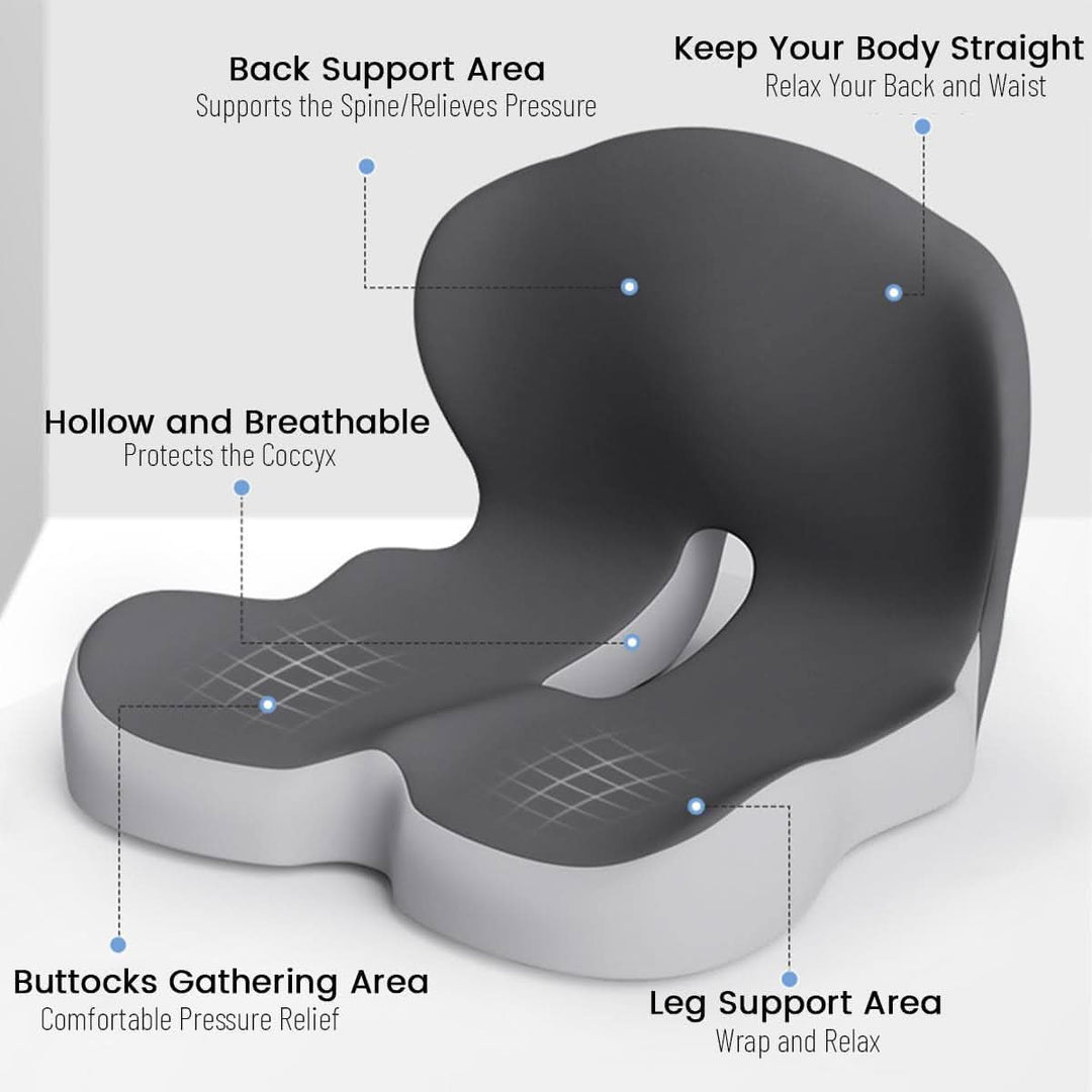 Noxord | ErgoComfort Seat Cushion – Ergonomic Memory Foam Cushion for Back Support and Comfort