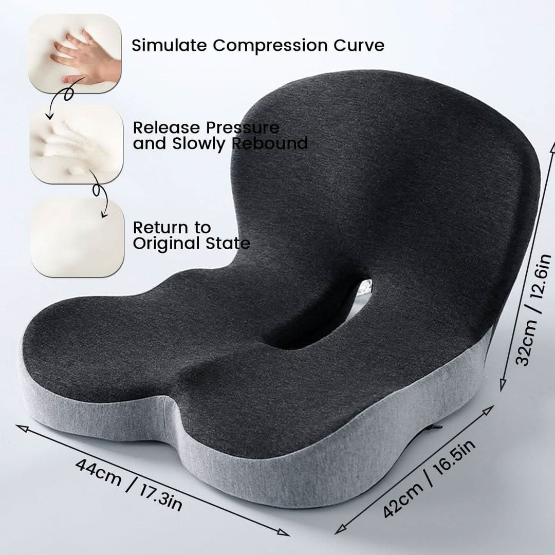 Noxord | ErgoComfort Seat Cushion – Ergonomic Memory Foam Cushion for Back Support and Comfort