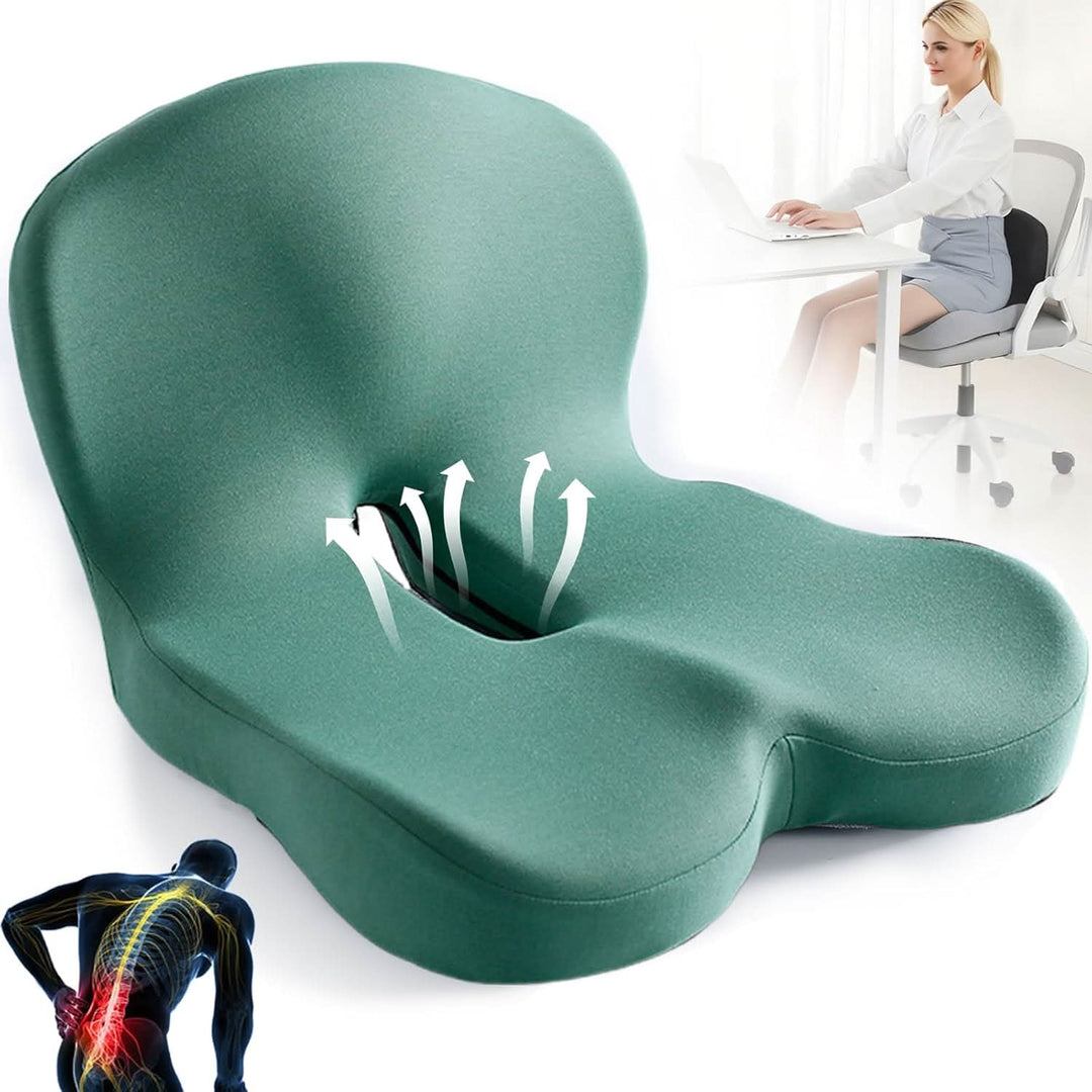 Noxord | ErgoComfort Seat Cushion – Ergonomic Memory Foam Cushion for Back Support and Comfort