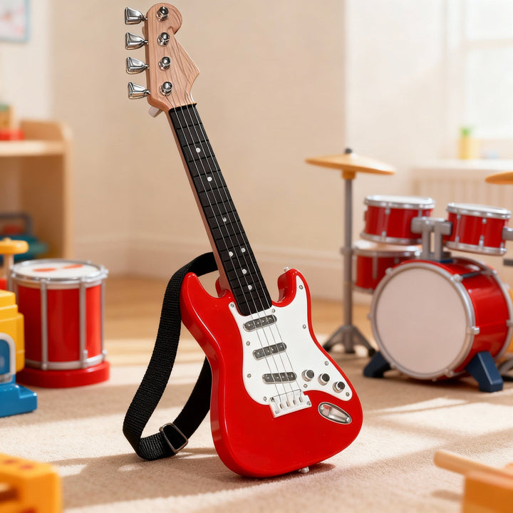 Kalsten | 4-String E-Guitar Toy for Kids | Portable, ABS Plastic & Educational Musical Instrument