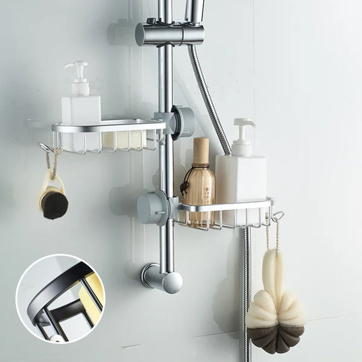 Kalsten | Shower holder for Shampoo & Soap – Stainless Aluminium – Silver or Black – No Drilling
