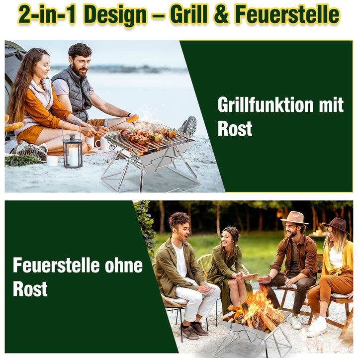 Foldable Camping Grill Stainless Steel with Height Adjustable Grill Rack | Kalsten