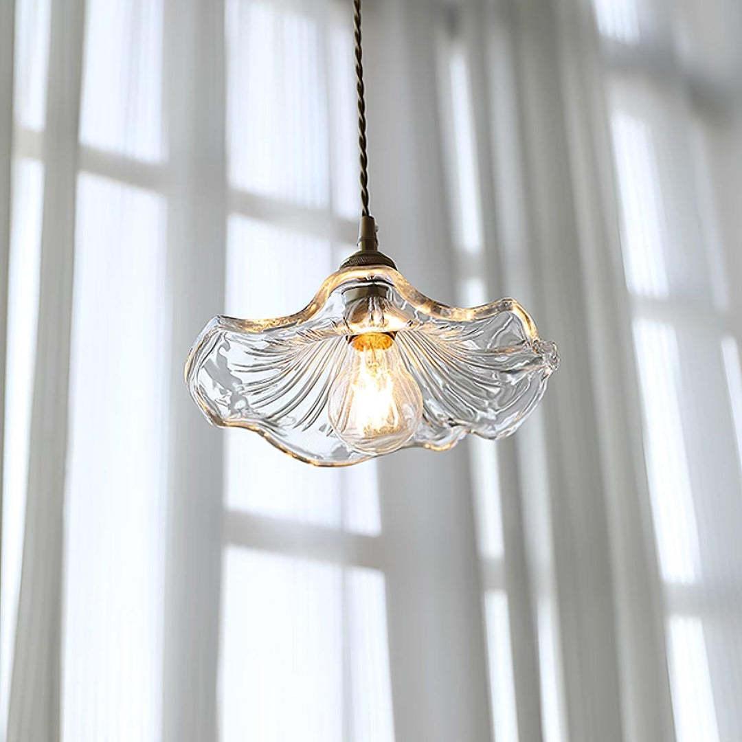 Pendant Light Glass 11 in Diameter Transparent Shade Pink Green Clear Retro Home Dining Room Kitchen Hanging Ceiling Lamp | Kalsten