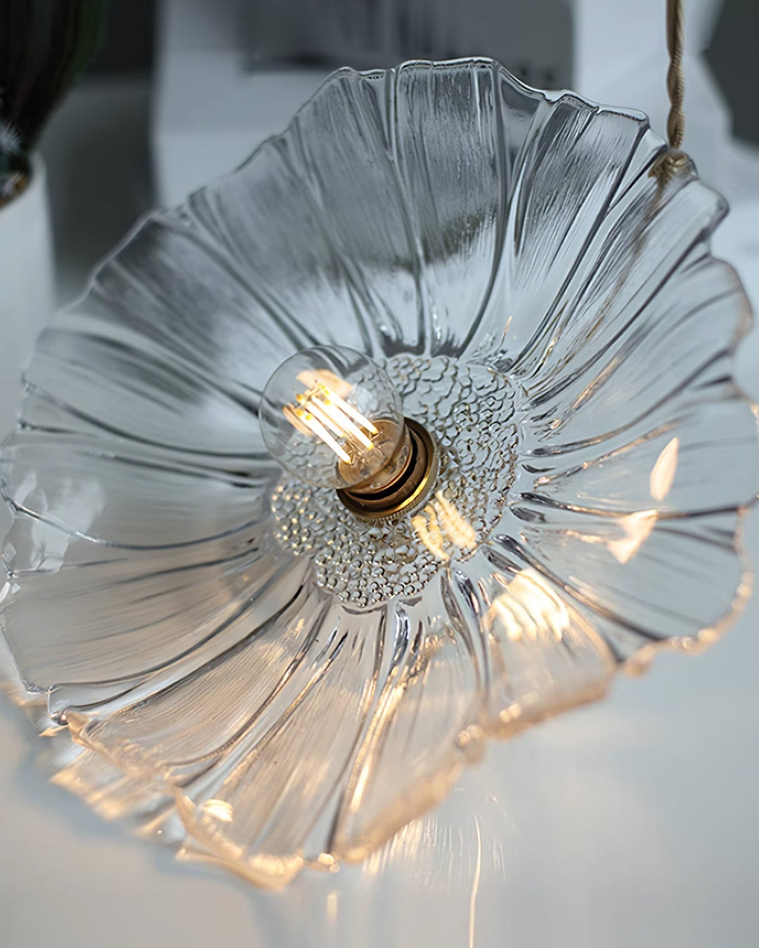Pendant Light Glass Flower Shade 11 in x 5.1 in Pink Clear Green Dining Room Kitchen Island Hanging Ceiling Lamp | Kalsten
