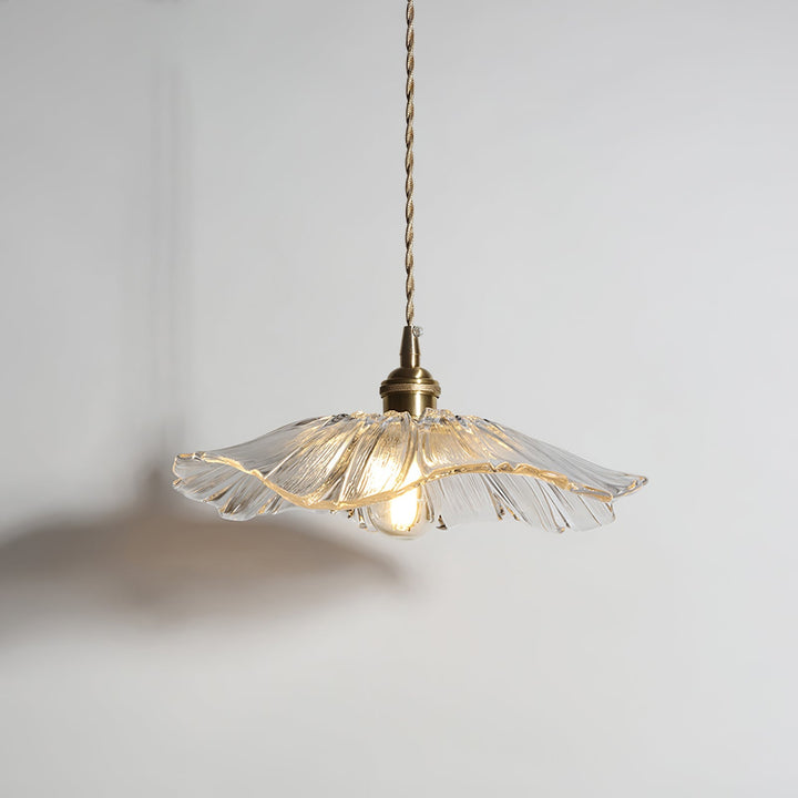 Pendant Light Glass Flower Shade 11 in x 5.1 in Pink Clear Green Dining Room Kitchen Island Hanging Ceiling Lamp | Kalsten