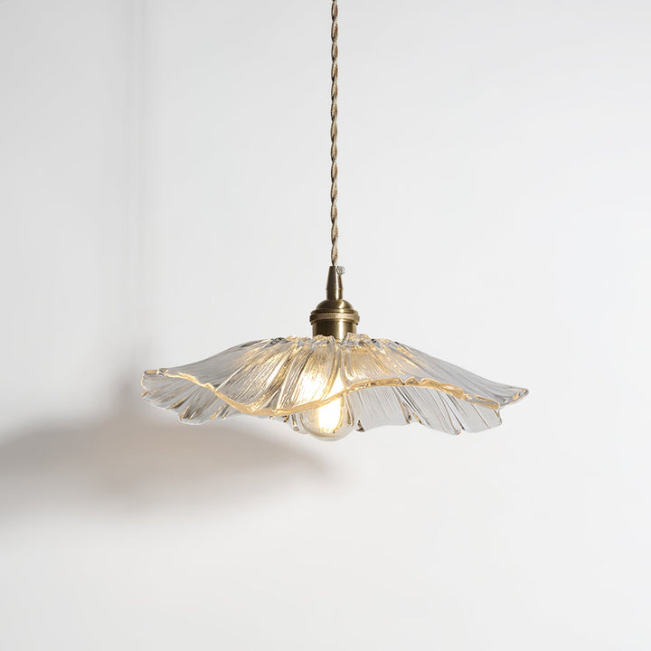 Pendant Light Glass Flower Shade 11 in x 5.1 in Pink Clear Green Dining Room Kitchen Island Hanging Ceiling Lamp | Kalsten
