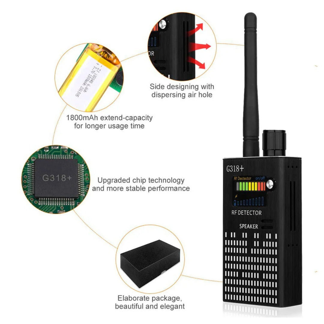 Spy Detector | RF Eavesdropping Device, Hidden Camera & GPS Tracker Finder with Laser Lens - Anti-Surveillance Signal Protection | Kalsten