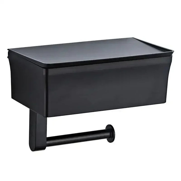 Wall-Mounted Toilet Paper Holder with Storage Shelf – No-Drill Installation