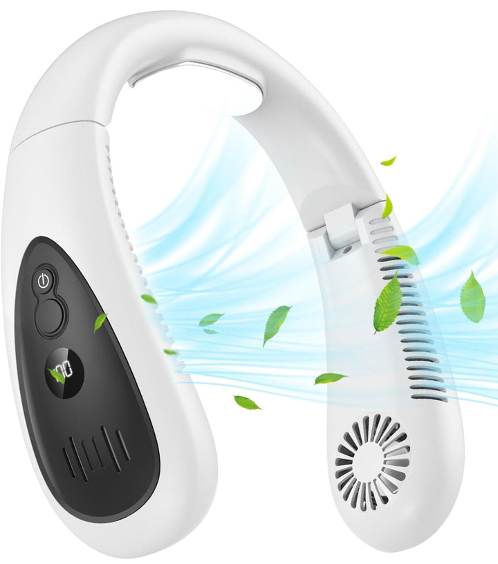 Portable Neck Fan, Hands Free Bladeless Fan, Foldable Wearable Small Personal Fan with 360° Cooling Wind, 3 Speeds Adjustment, Quiet, 4000mAh USB-Rechargeable Battery, No Hair Twisting | Kalsten