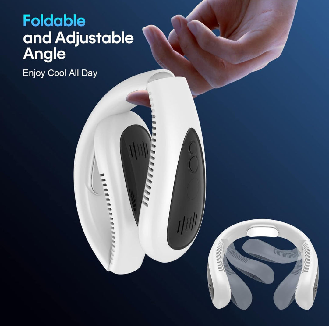 Portable Neck Fan, Hands Free Bladeless Fan, Foldable Wearable Small Personal Fan with 360° Cooling Wind, 3 Speeds Adjustment, Quiet, 4000mAh USB-Rechargeable Battery, No Hair Twisting | Kalsten