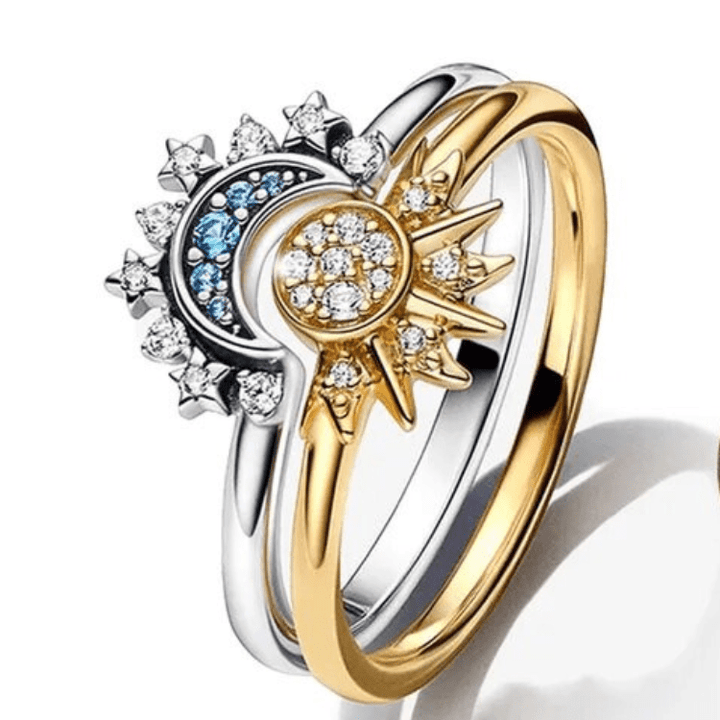 Kalsten | Elegant 925 silver ring with moon & sun design