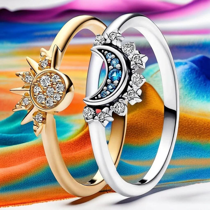 Kalsten | Elegant 925 silver ring with moon & sun design
