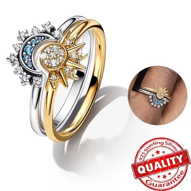 Kalsten | Elegant 925 silver ring with moon & sun design