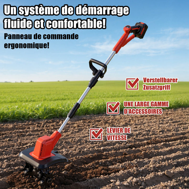 400W Battery Garden Tiller with 2 Batteries Portable | Kalsten
