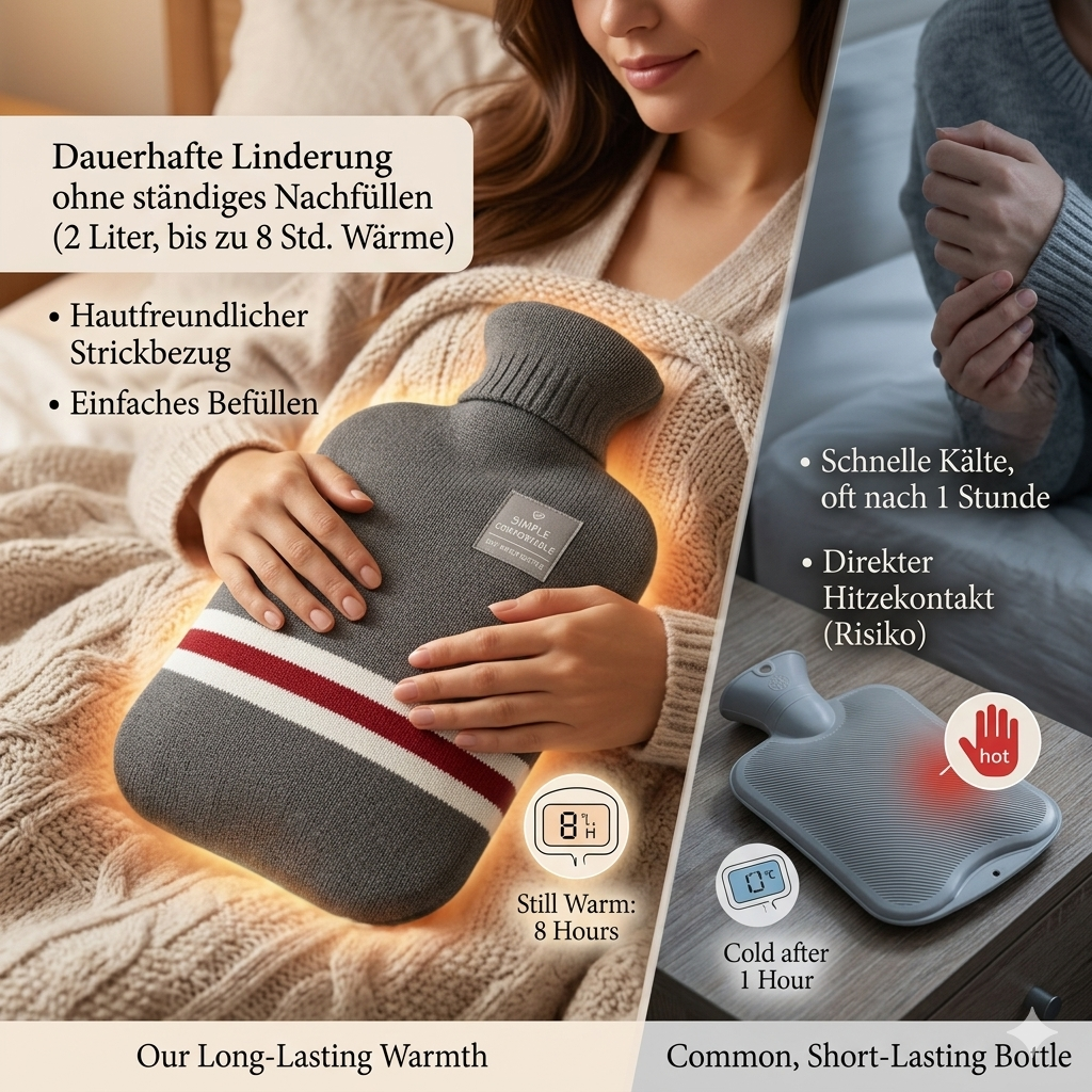 Hot water bottle 2L with knitted cover | Kalsten