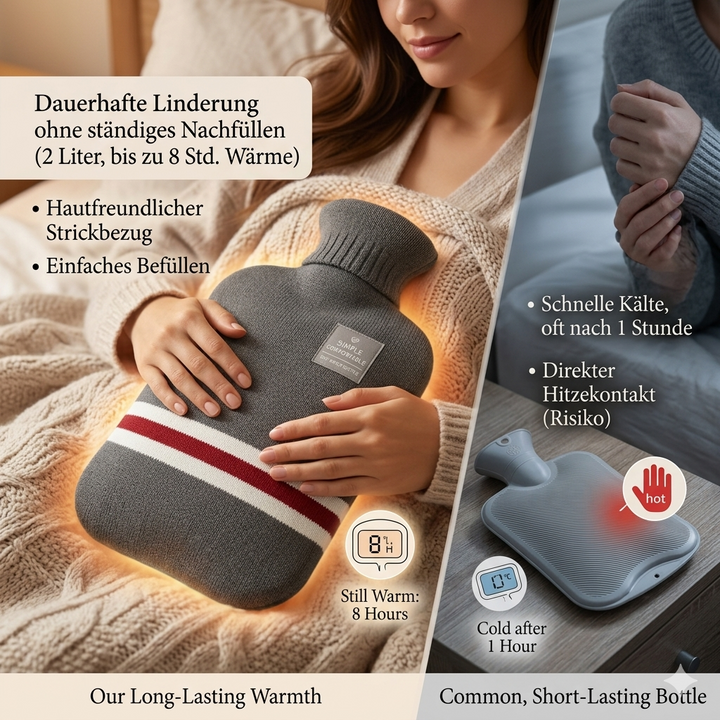 Hot water bottle 2L with knitted cover | Kalsten