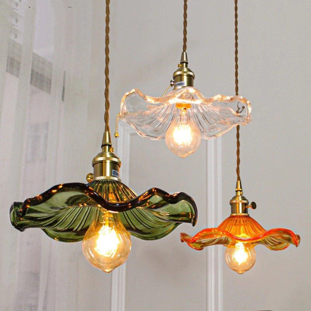 Glass Hibiscus Flower Hanging light Swag Light | Kalsten