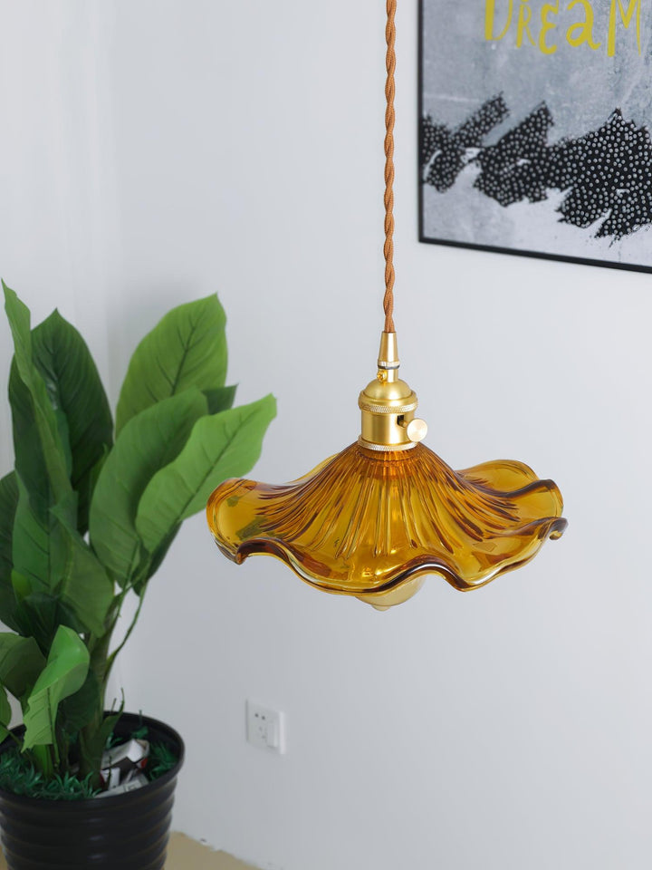 Glass Hibiscus Flower Hanging light Swag Light | Kalsten
