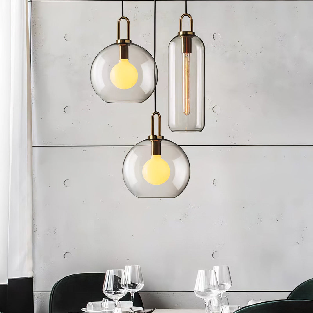 Pendant Light Glass Metal 11.8 in Hanging Living Room Bedroom Ceiling Adjustable Modern Minimalist Lighting Fixture | Kalsten