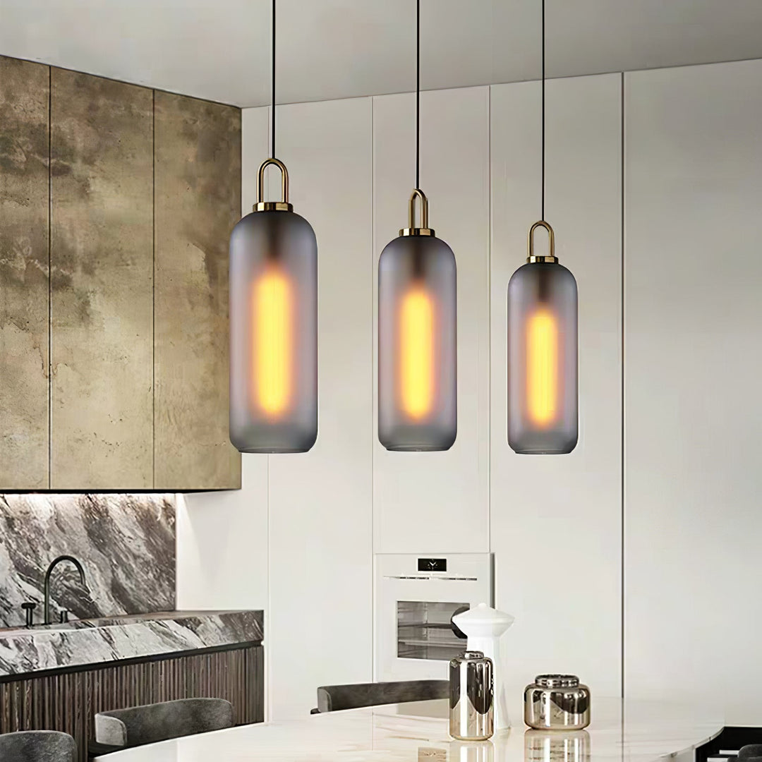 Pendant Light Glass Metal 11.8 in Hanging Living Room Bedroom Ceiling Adjustable Modern Minimalist Lighting Fixture | Kalsten