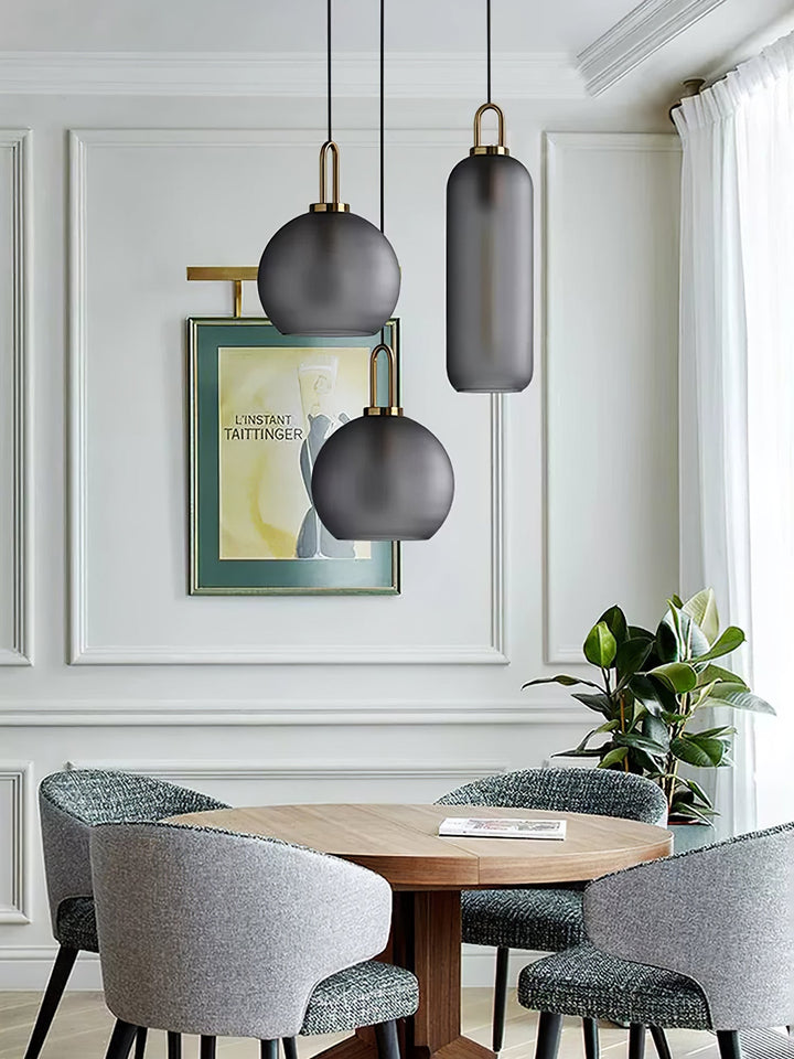 Pendant Light Glass Metal 11.8 in Hanging Living Room Bedroom Ceiling Adjustable Modern Minimalist Lighting Fixture | Kalsten