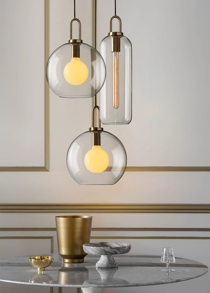 Pendant Light Glass Metal 11.8 in Hanging Living Room Bedroom Ceiling Adjustable Modern Minimalist Lighting Fixture | Kalsten