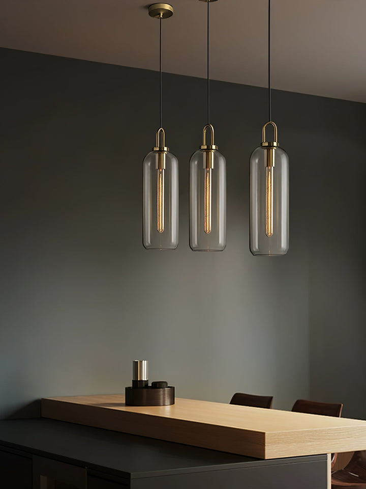 Pendant Light Glass Metal 11.8 in Hanging Living Room Bedroom Ceiling Adjustable Modern Minimalist Lighting Fixture | Kalsten