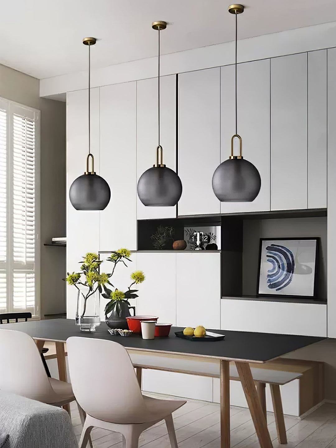 Pendant Light Glass Metal 11.8 in Hanging Living Room Bedroom Ceiling Adjustable Modern Minimalist Lighting Fixture | Kalsten