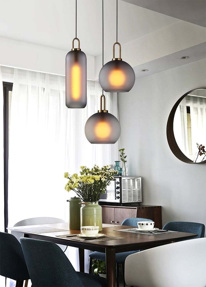 Pendant Light Glass Metal 11.8 in Hanging Living Room Bedroom Ceiling Adjustable Modern Minimalist Lighting Fixture | Kalsten