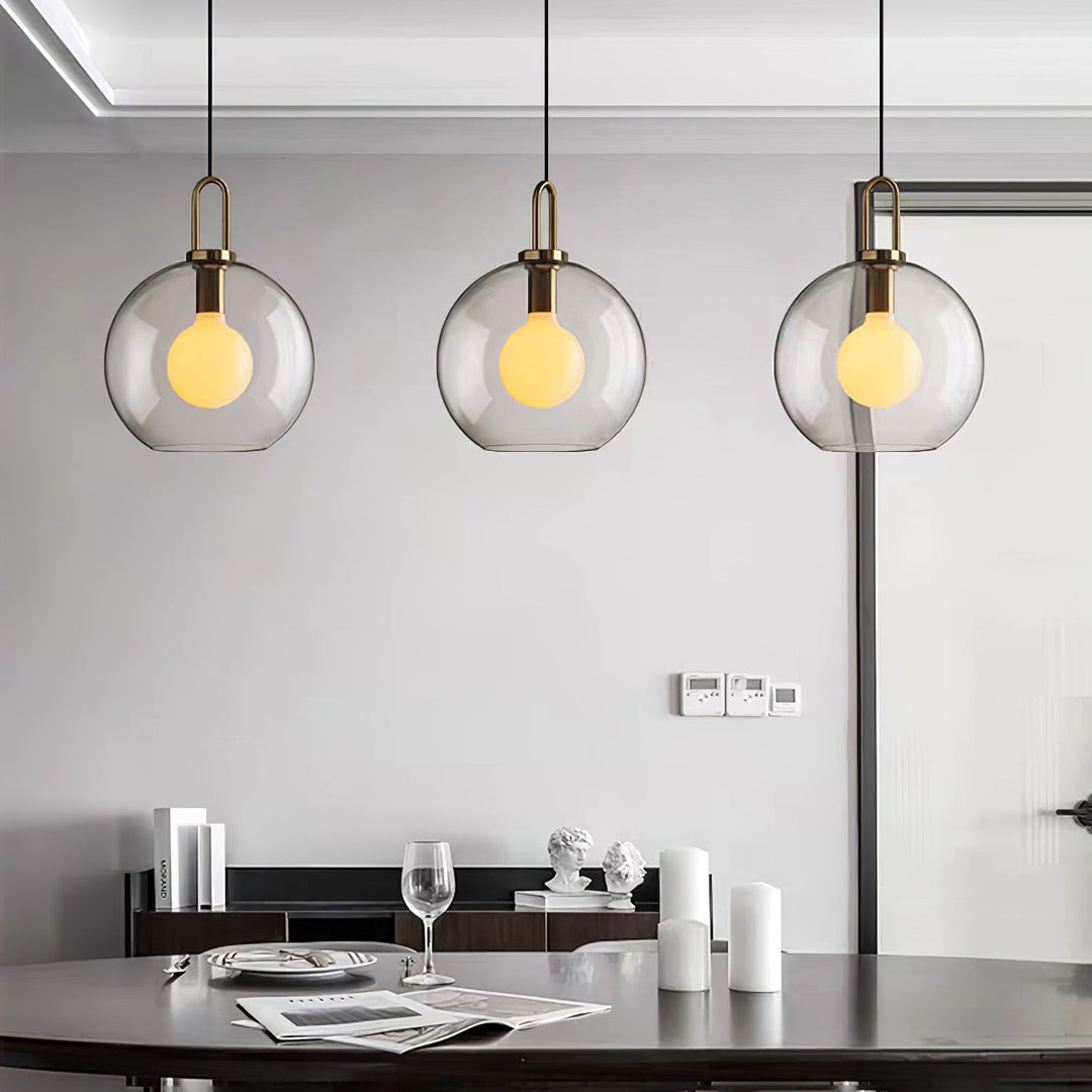 Pendant Light Glass Metal 11.8 in Hanging Living Room Bedroom Ceiling Adjustable Modern Minimalist Lighting Fixture | Kalsten