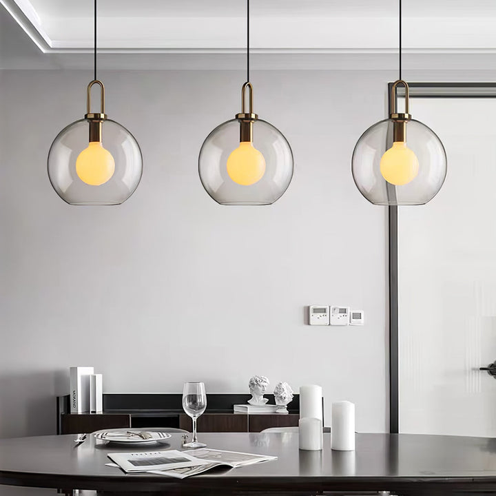Pendant Light Glass Metal 11.8 in Hanging Living Room Bedroom Ceiling Adjustable Modern Minimalist Lighting Fixture | Kalsten