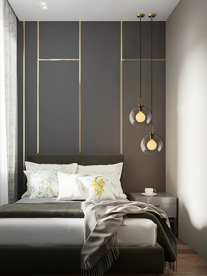 Pendant Light Glass Metal 11.8 in Hanging Living Room Bedroom Ceiling Adjustable Modern Minimalist Lighting Fixture | Kalsten