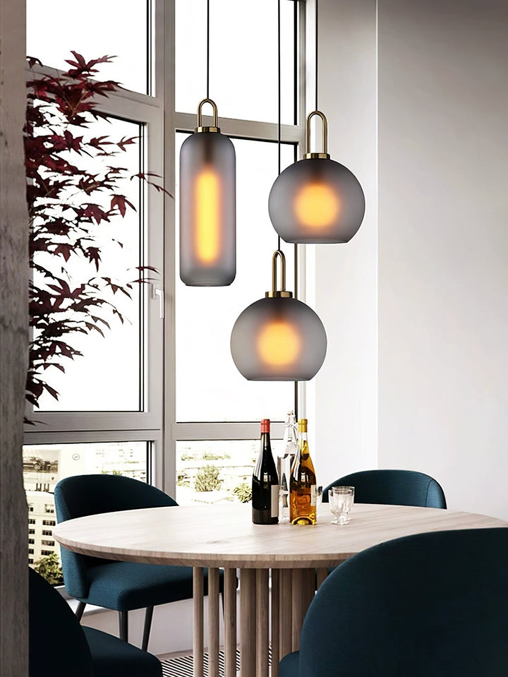 Pendant Light Glass Metal 11.8 in Hanging Living Room Bedroom Ceiling Adjustable Modern Minimalist Lighting Fixture | Kalsten