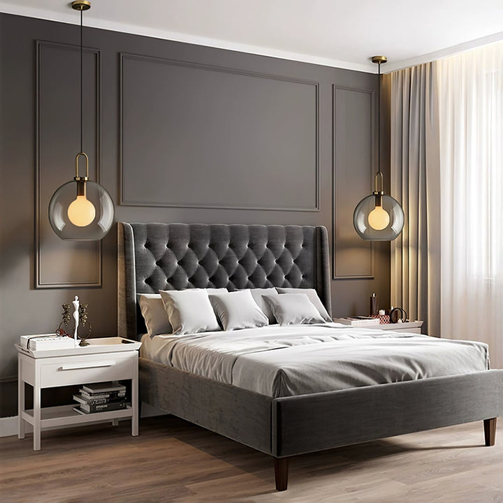 Pendant Light Glass Metal 11.8 in Hanging Living Room Bedroom Ceiling Adjustable Modern Minimalist Lighting Fixture | Kalsten
