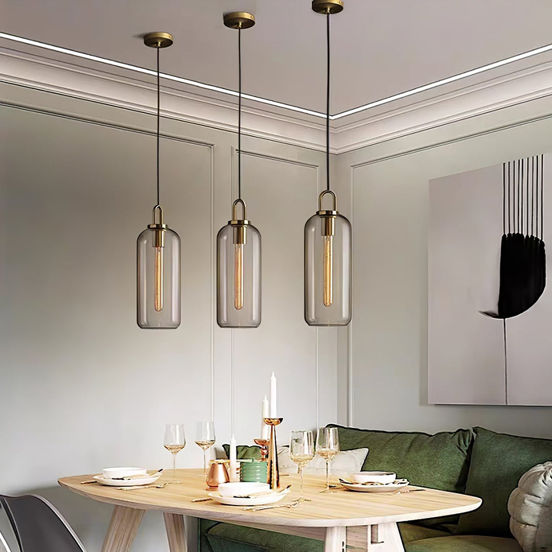 Pendant Light Glass Metal 11.8 in Hanging Living Room Bedroom Ceiling Adjustable Modern Minimalist Lighting Fixture | Kalsten