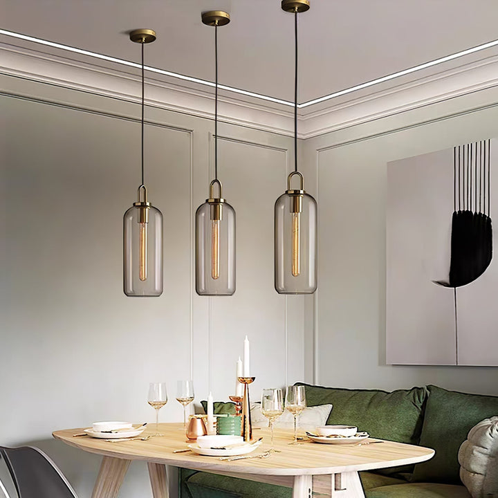Pendant Light Glass Metal 11.8 in Hanging Living Room Bedroom Ceiling Adjustable Modern Minimalist Lighting Fixture | Kalsten