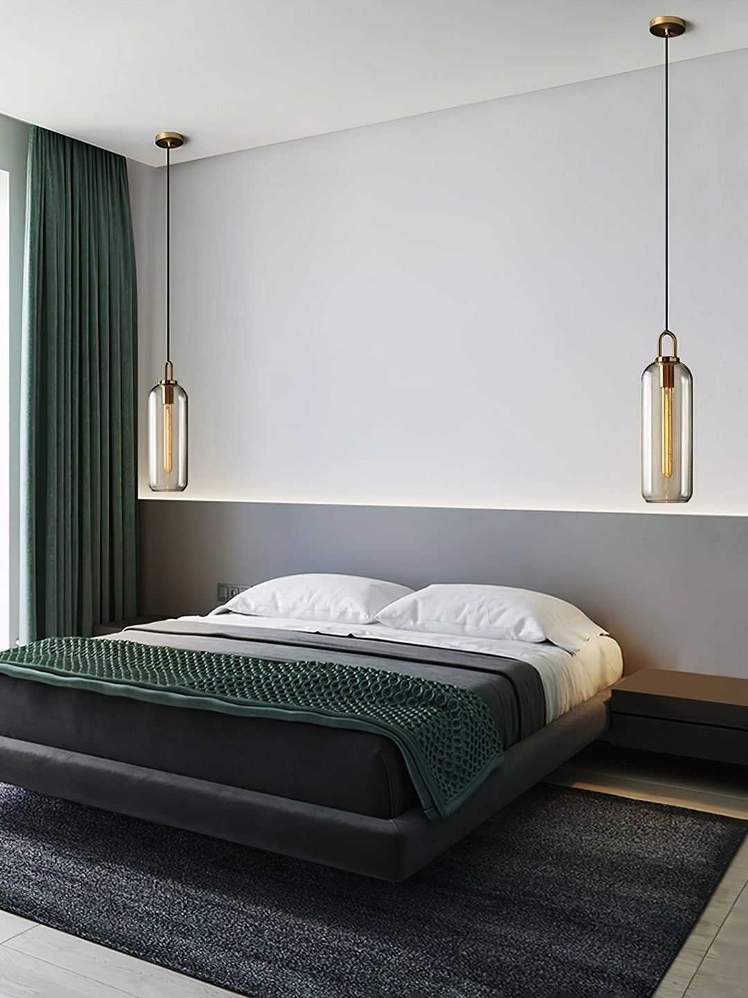 Pendant Light Glass Metal 11.8 in Hanging Living Room Bedroom Ceiling Adjustable Modern Minimalist Lighting Fixture | Kalsten