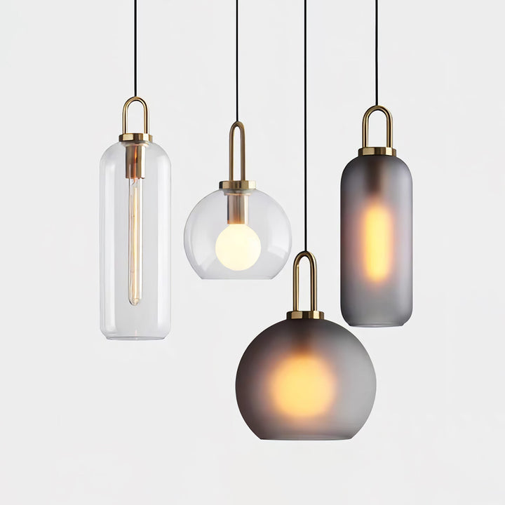 Pendant Light Glass Metal 11.8 in Hanging Living Room Bedroom Ceiling Adjustable Modern Minimalist Lighting Fixture | Kalsten