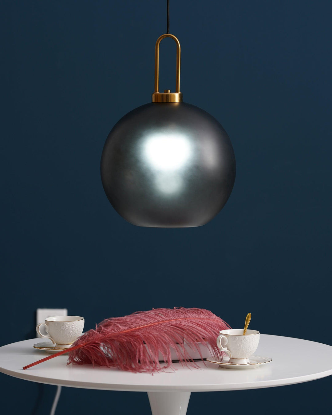 Pendant Light Glass Metal 11.8 in Hanging Living Room Bedroom Ceiling Adjustable Modern Minimalist Lighting Fixture | Kalsten