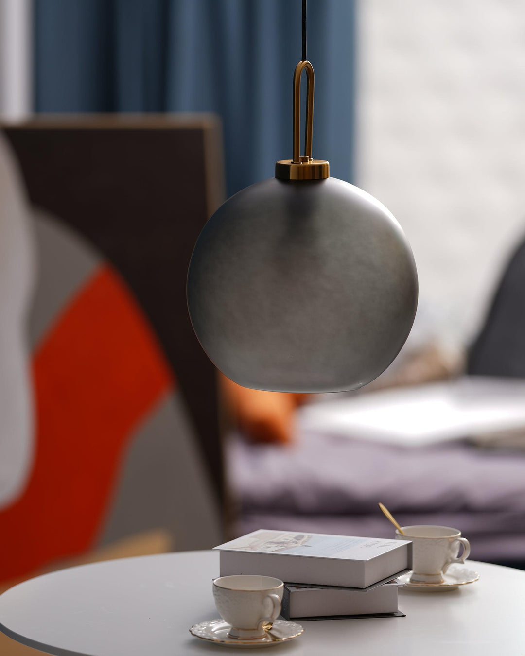 Pendant Light Glass Metal 11.8 in Hanging Living Room Bedroom Ceiling Adjustable Modern Minimalist Lighting Fixture | Kalsten