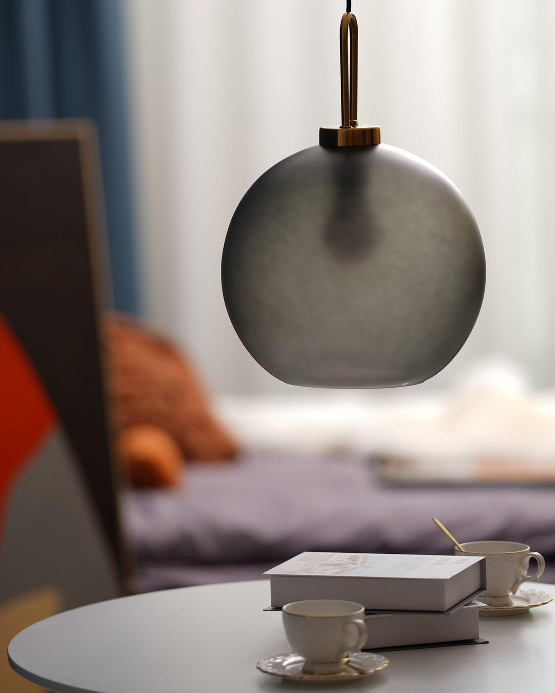 Pendant Light Glass Metal 11.8 in Hanging Living Room Bedroom Ceiling Adjustable Modern Minimalist Lighting Fixture | Kalsten