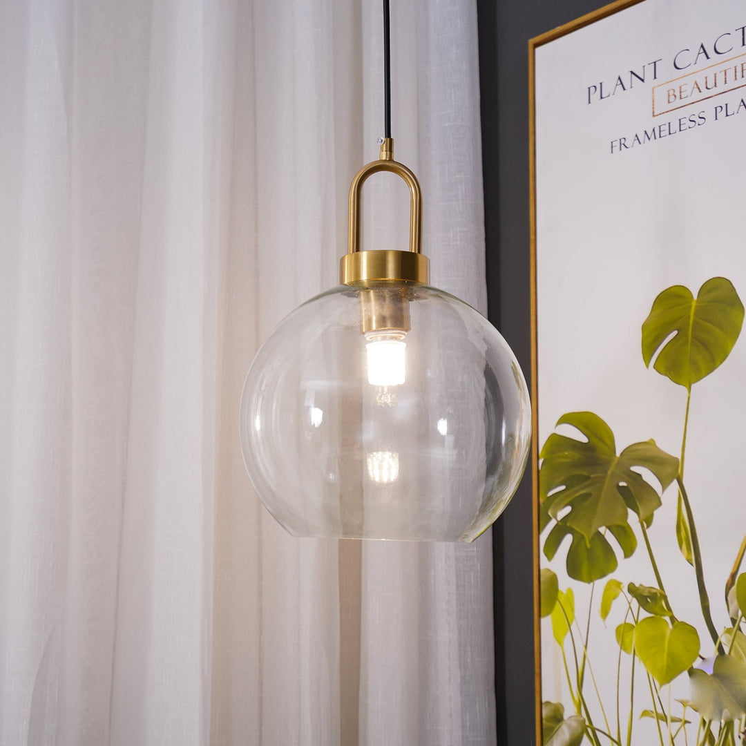 Pendant Light Glass Metal 11.8 in Hanging Living Room Bedroom Ceiling Adjustable Modern Minimalist Lighting Fixture | Kalsten
