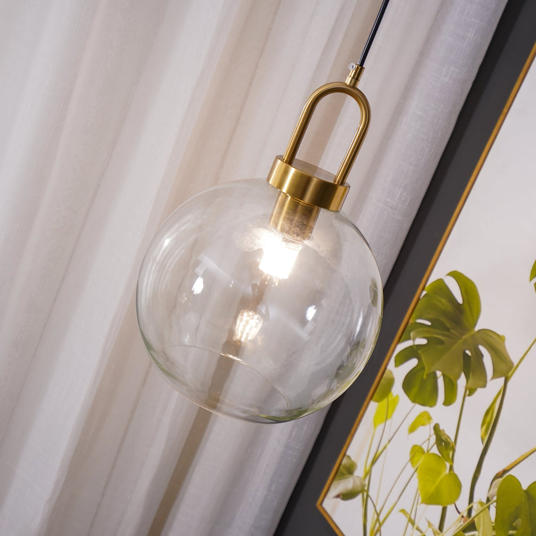 Pendant Light Glass Metal 11.8 in Hanging Living Room Bedroom Ceiling Adjustable Modern Minimalist Lighting Fixture | Kalsten