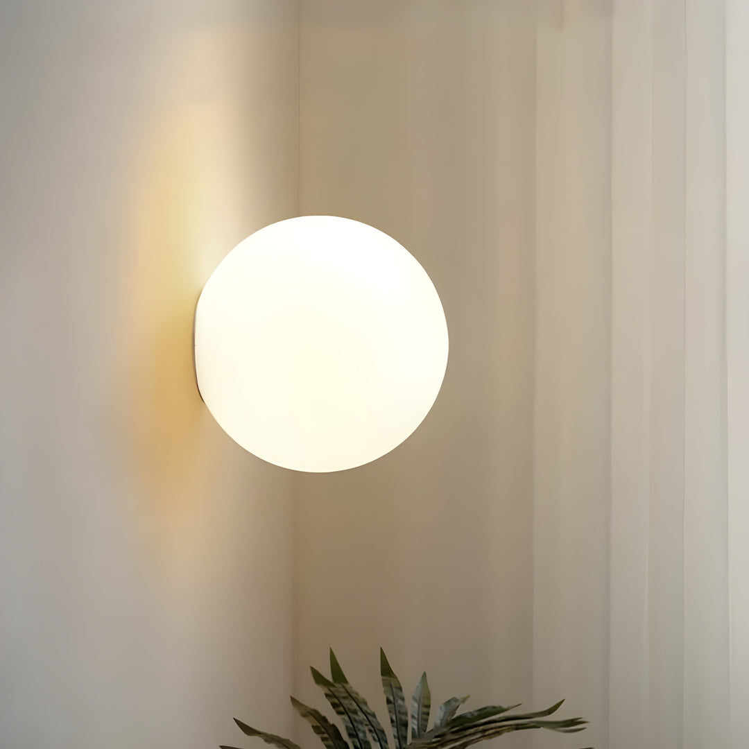 GlasAura Wall Lamp with Matte Glass Ball and Metal Base | Kalsten