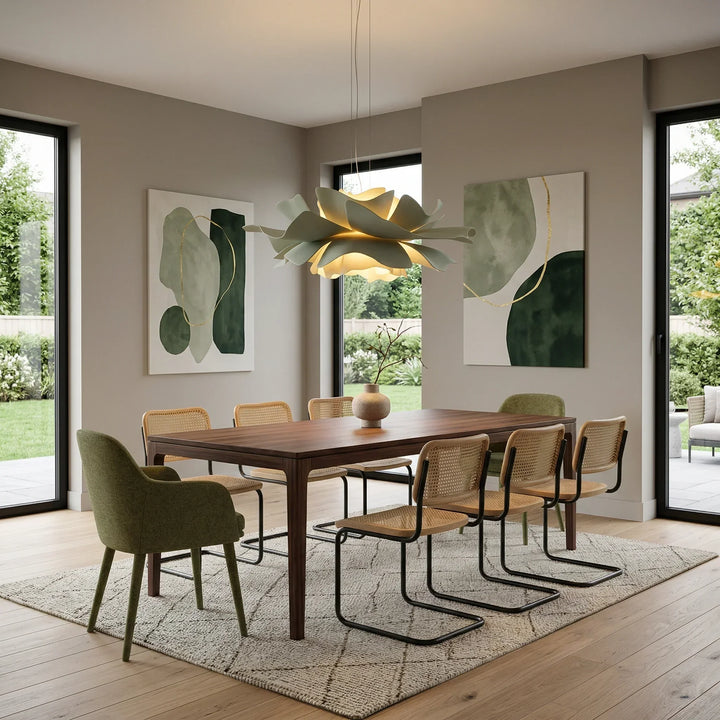 Pendant Light Acrylic Metal 15.7 in White Lotus Flower Dining Bedroom Living Room Lighting Fixture | Kalsten