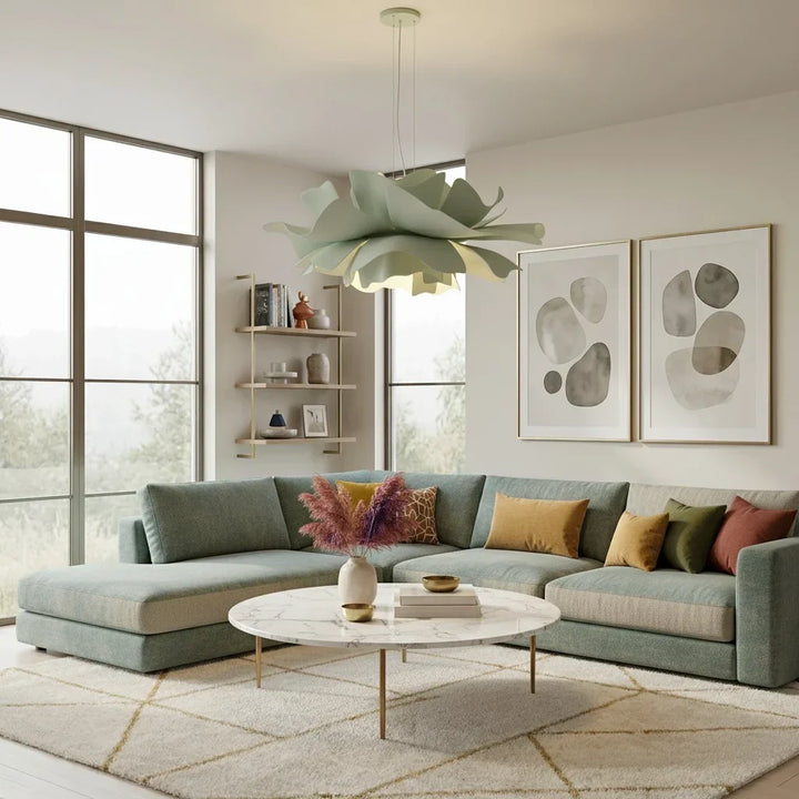 Pendant Light Acrylic Metal 15.7 in White Lotus Flower Dining Bedroom Living Room Lighting Fixture | Kalsten