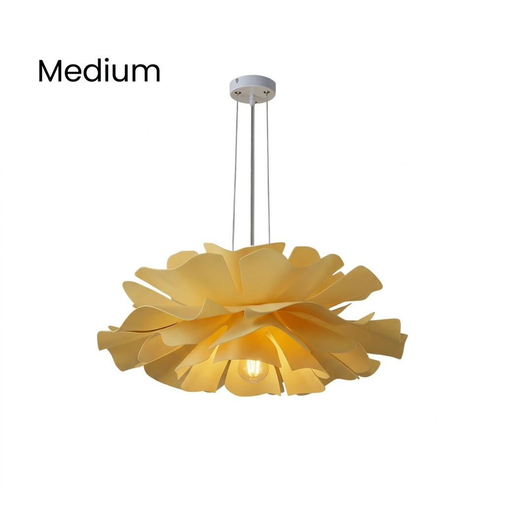 Pendant Light Acrylic Metal 15.7 in White Lotus Flower Dining Bedroom Living Room Lighting Fixture | Kalsten